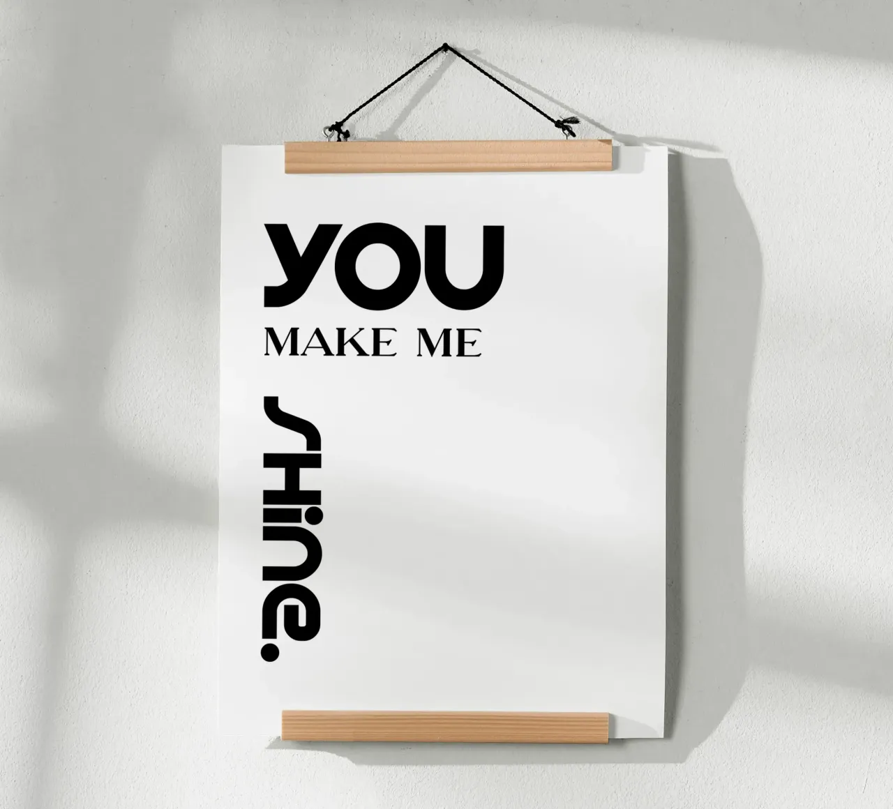 You Make Me Shine Tipografia moderna poster con telaio in legno da YV TYPOGRAPHY