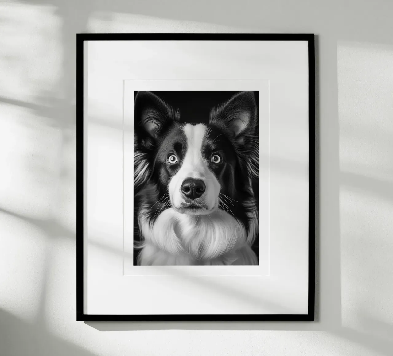 Ritratto di cane Border Collie poster da Monochrome