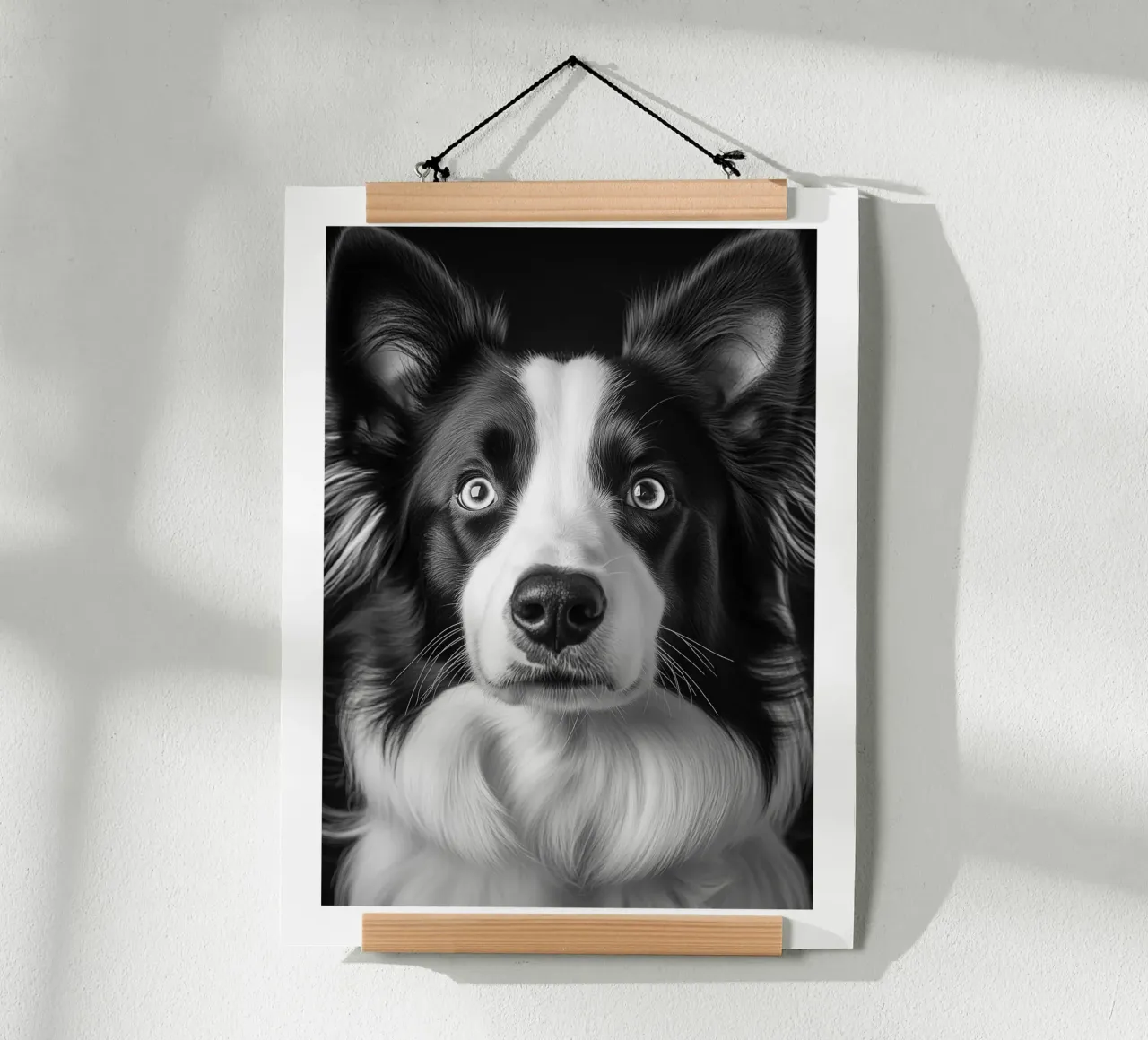 Ritratto di cane Border Collie poster da Monochrome