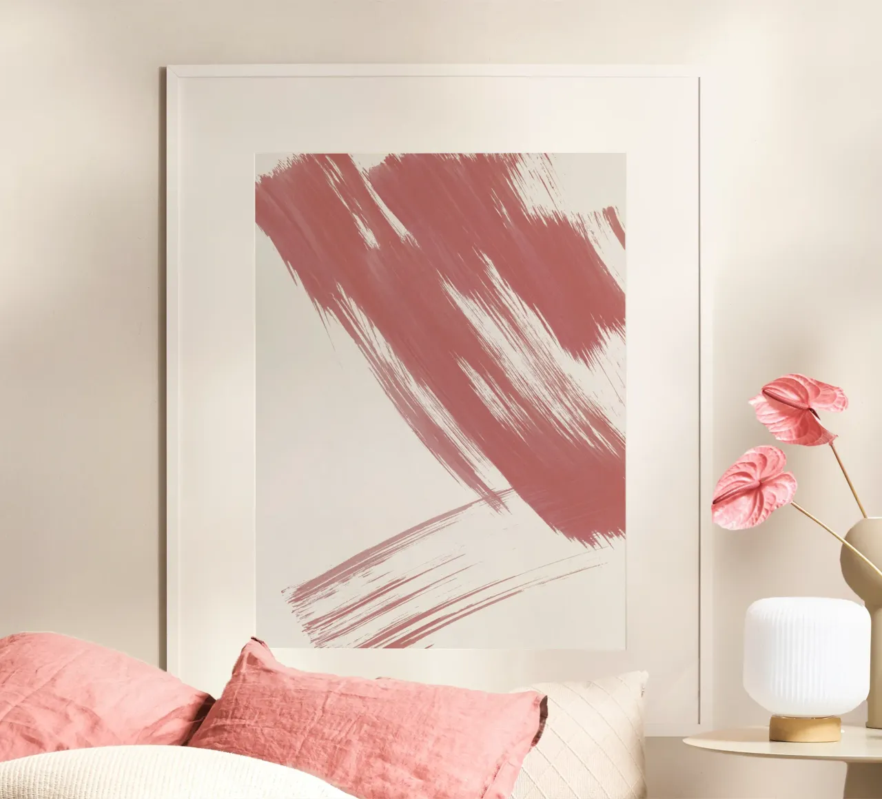 Strokes 16 | Dusty Rose Brushstroke Abstract poster con telaio in plastica da sabidussi