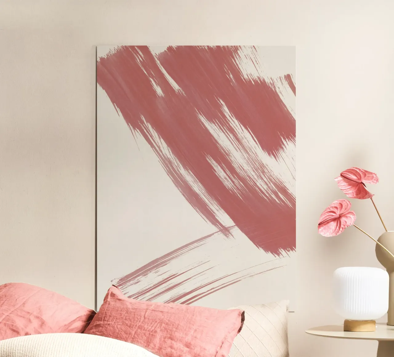 Strokes 16 | Dusty Rose Brushstroke Abstract poster con telaio in plastica da sabidussi