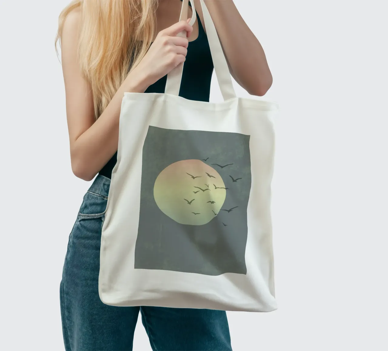 Bird formation at sunset tote bag by Carinaprint