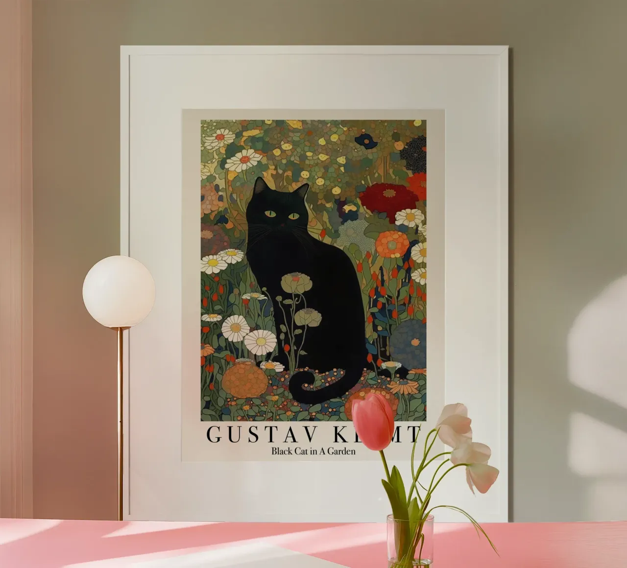 Gustav Klimt, Gatto nero in giardino Poster del museo poster da Peaches Art Prints