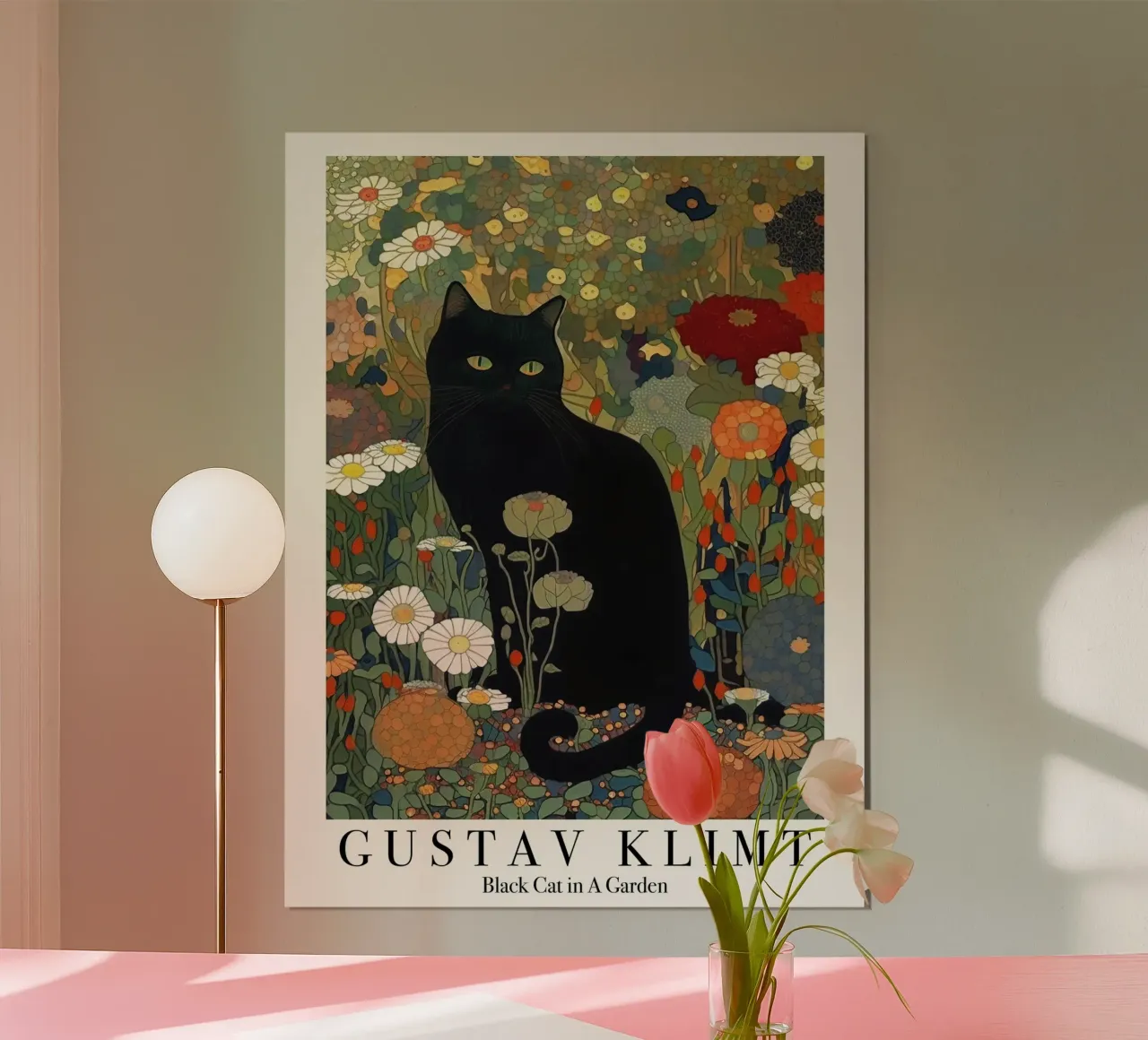 Gustav Klimt, Gatto nero in giardino Poster del museo poster da Peaches Art Prints