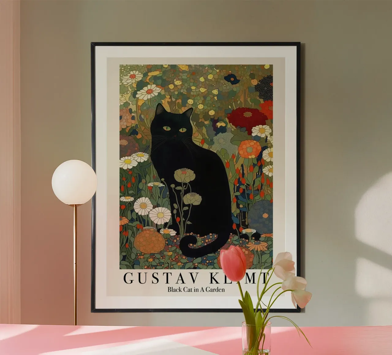 Gustav Klimt, Gatto nero in giardino Poster del museo poster da Peaches Art Prints