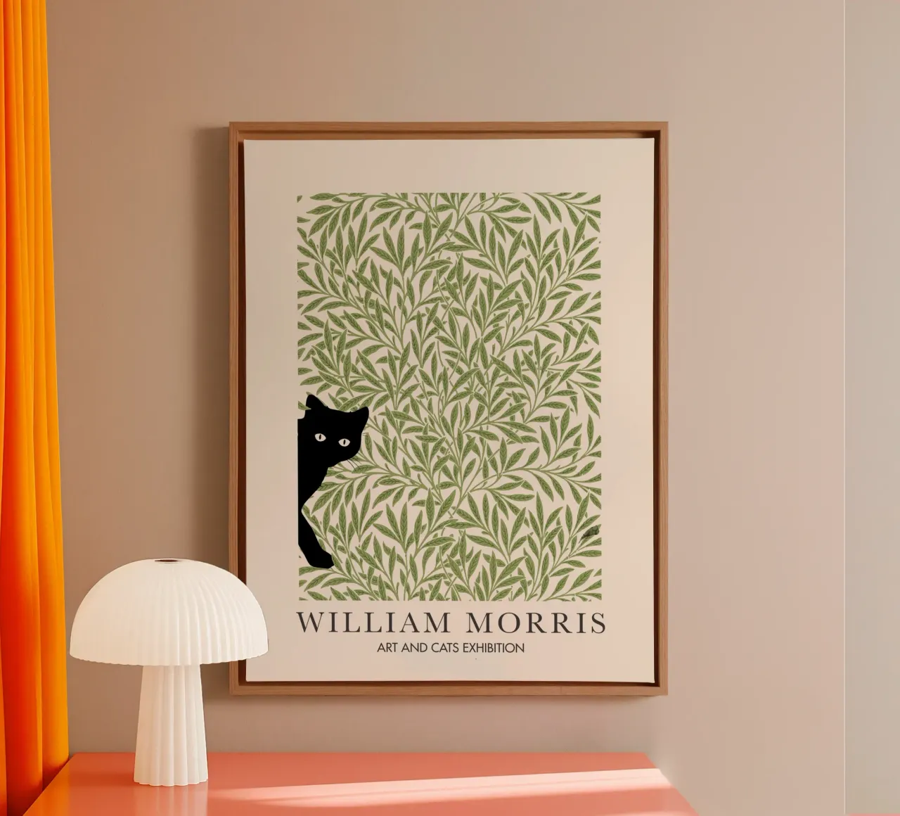 William Morris, mostra di arti e gatti Peekaboo Cat tela con Cornice a cassetta da Peaches Art Prints