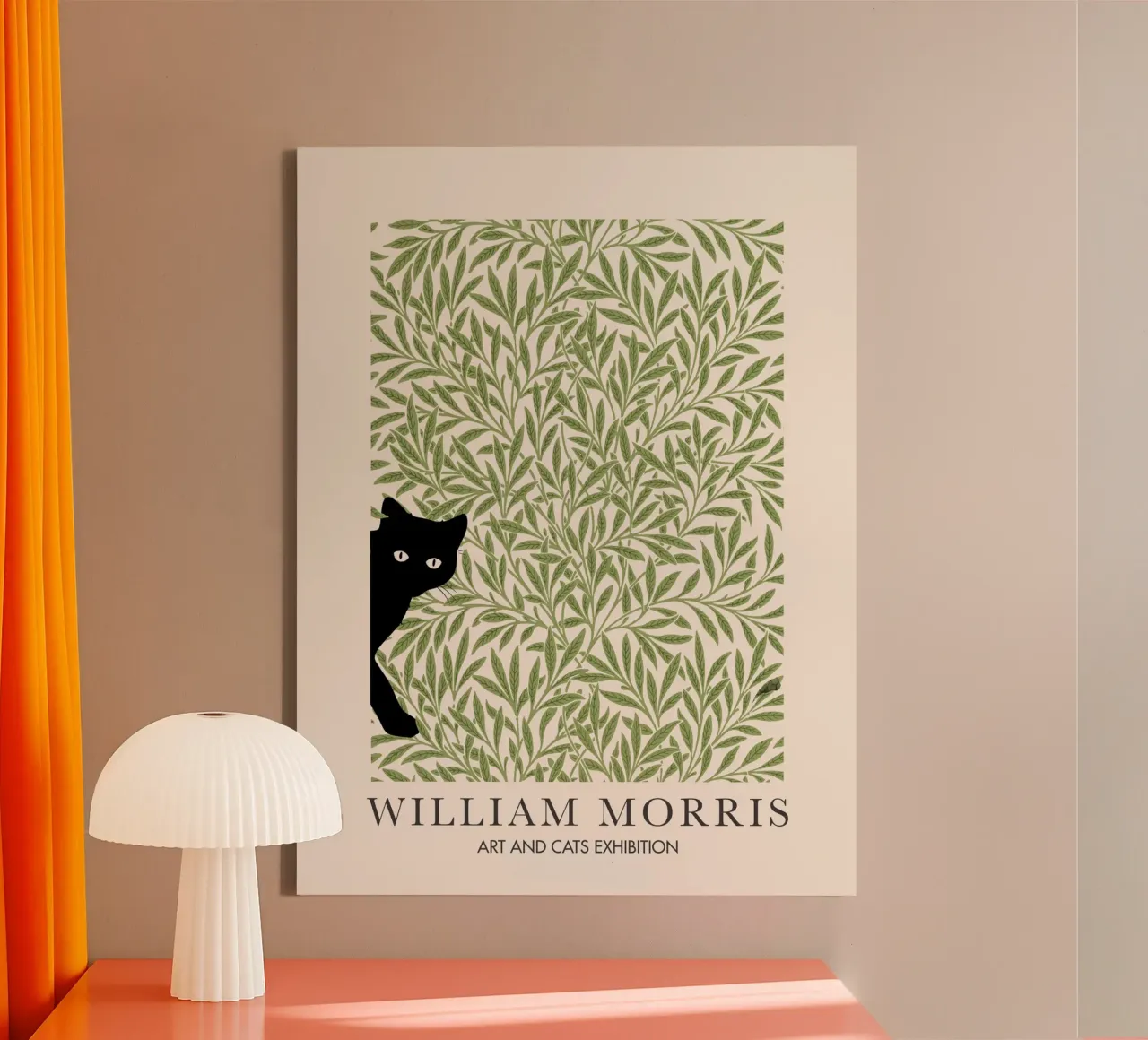 William Morris, mostra di arti e gatti Peekaboo Cat tela con Cornice a cassetta da Peaches Art Prints