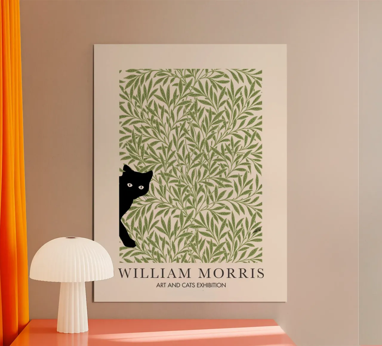 William Morris, mostra di arti e gatti Peekaboo Cat poster da Peaches Art Prints