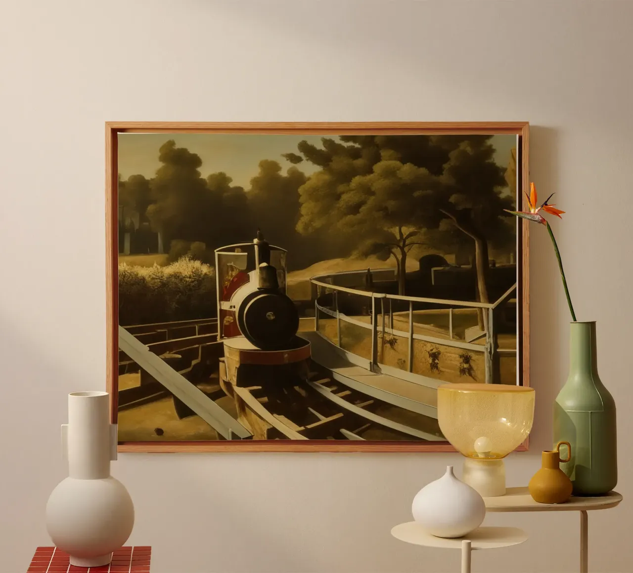 Train dans un parc de loisirs toile avec Caisse américaine de Impressionismus by LK