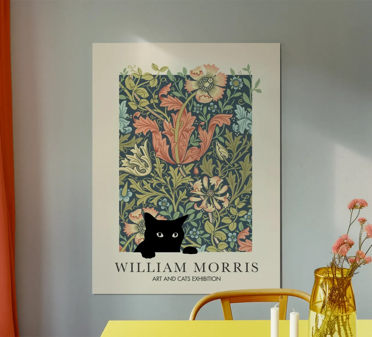 William Morris, Gatto a cucù, John Henry Dearle Arti e Gatti poster con telaio in alluminio da Peaches Art Prints