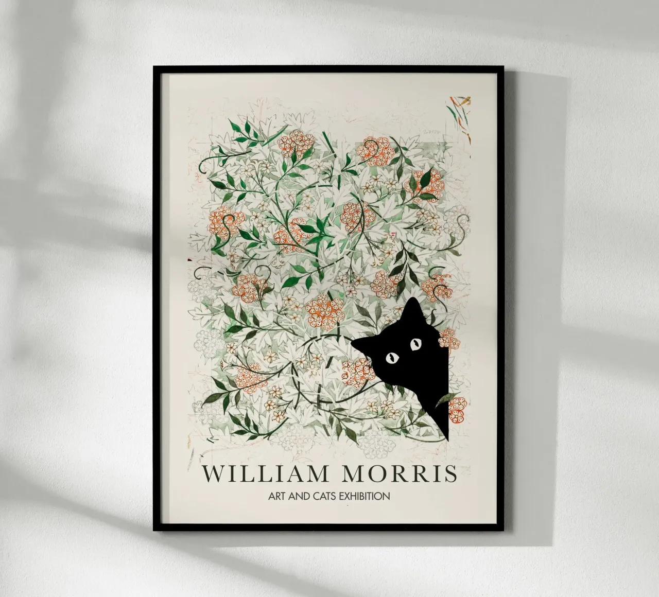 William Morris, Gatto Cucù, mostra Jasmine Arts & Cats poster con telaio in alluminio da Peaches Art Prints