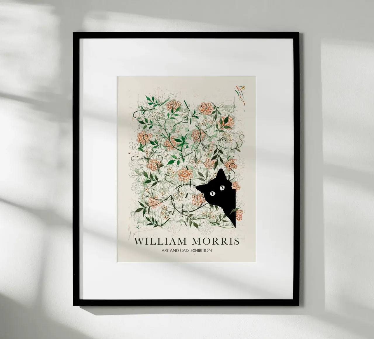 William Morris, Gatto Cucù, mostra Jasmine Arts & Cats poster con telaio in alluminio da Peaches Art Prints