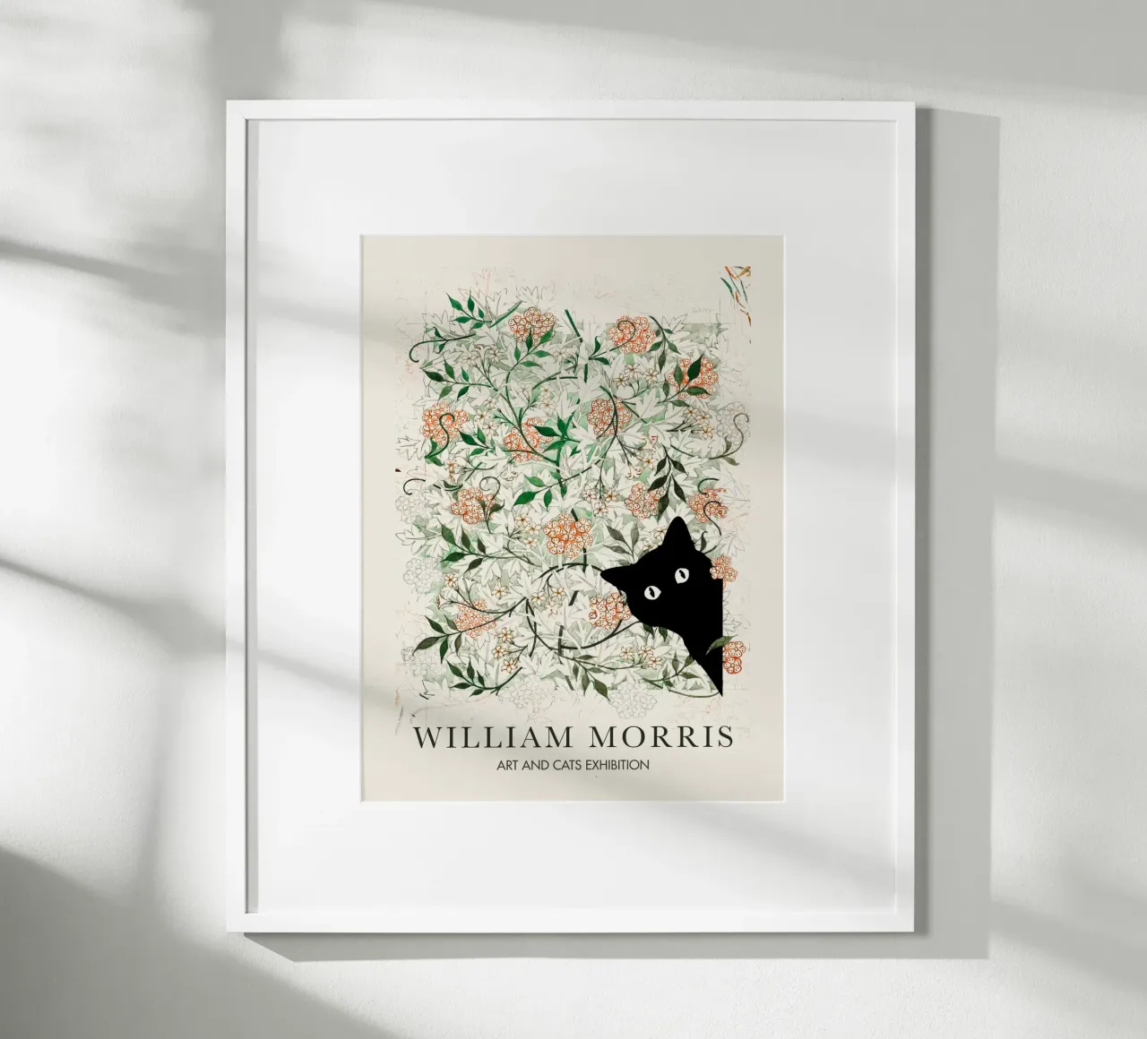 William Morris, Gatto Cucù, mostra Jasmine Arts & Cats poster con telaio in alluminio da Peaches Art Prints