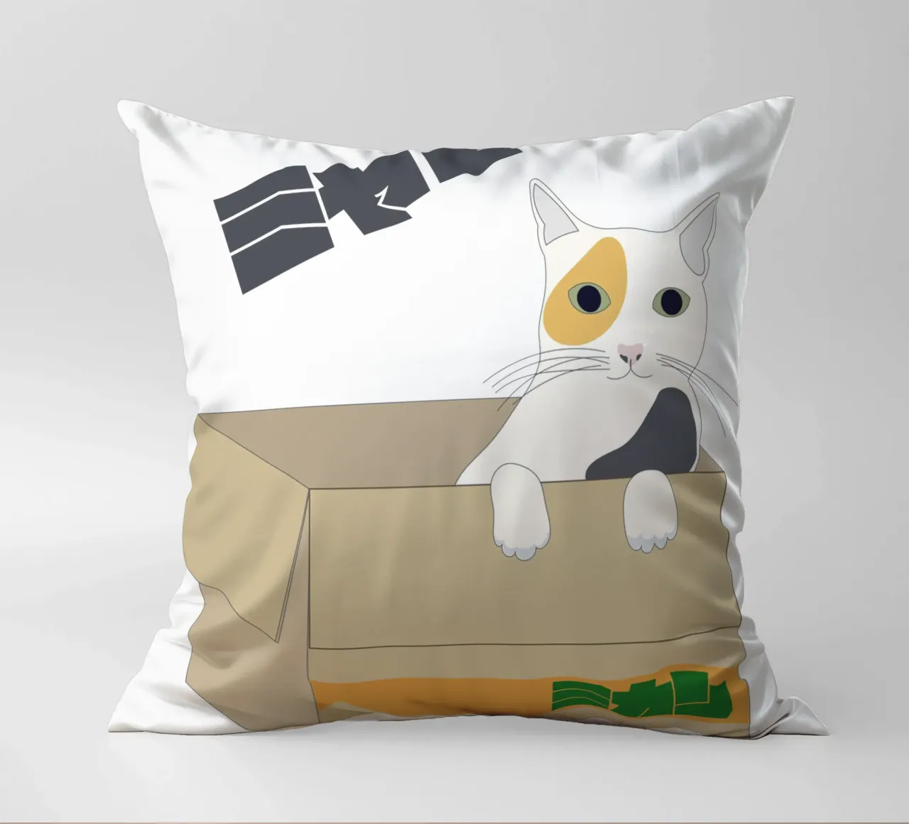 gatto nella scatola cuscino da natural neutral