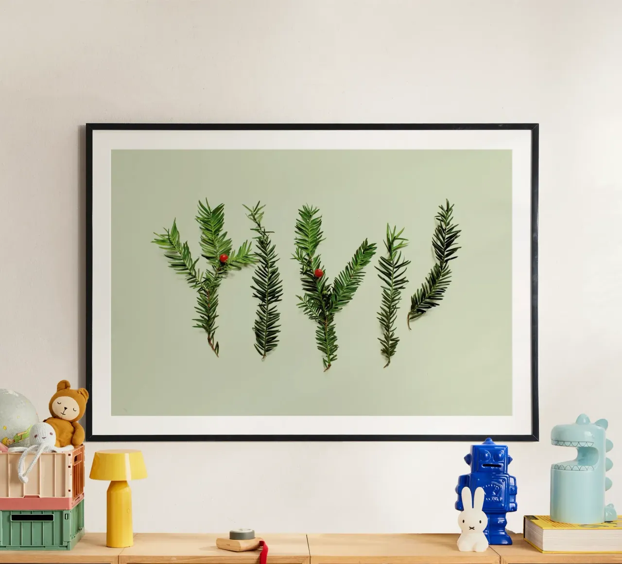 COMPOSIZIONE FOGLIE III poster con telaio in legno da Elena Veronese