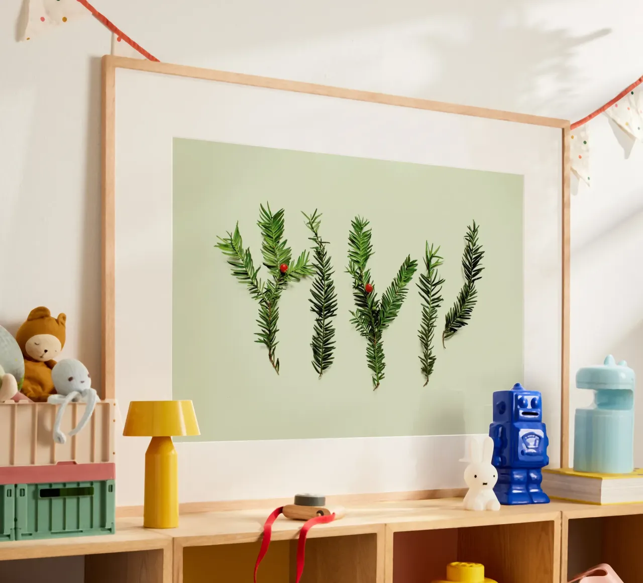 COMPOSIZIONE FOGLIE III poster con telaio in legno da Elena Veronese