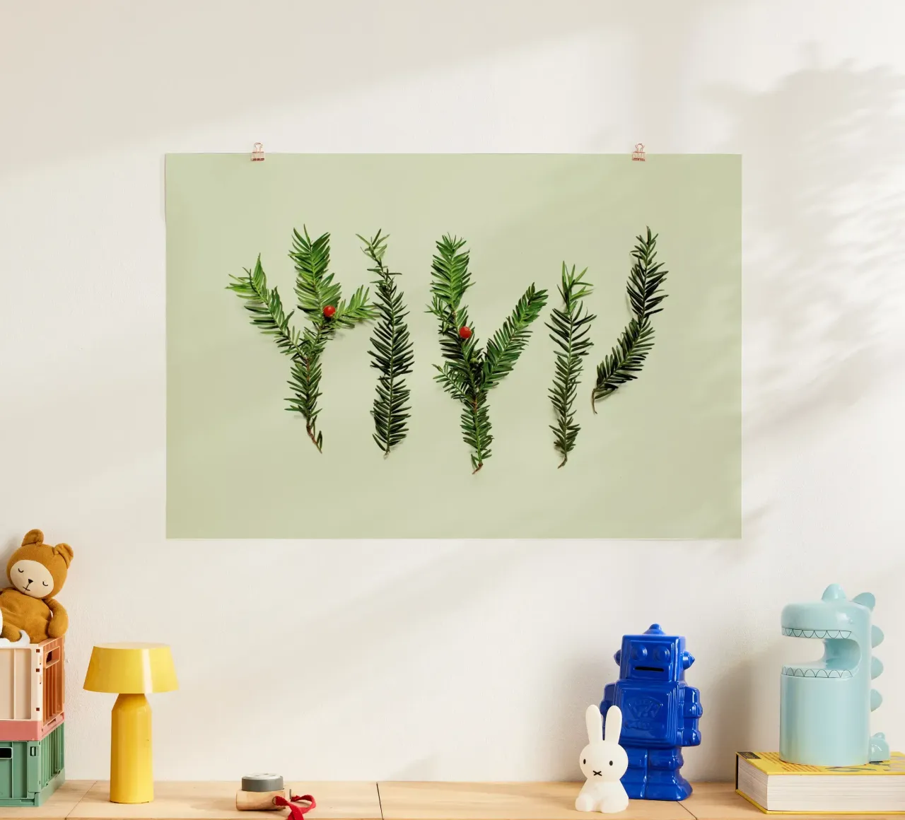 COMPOSIZIONE FOGLIE III poster con telaio in legno da Elena Veronese