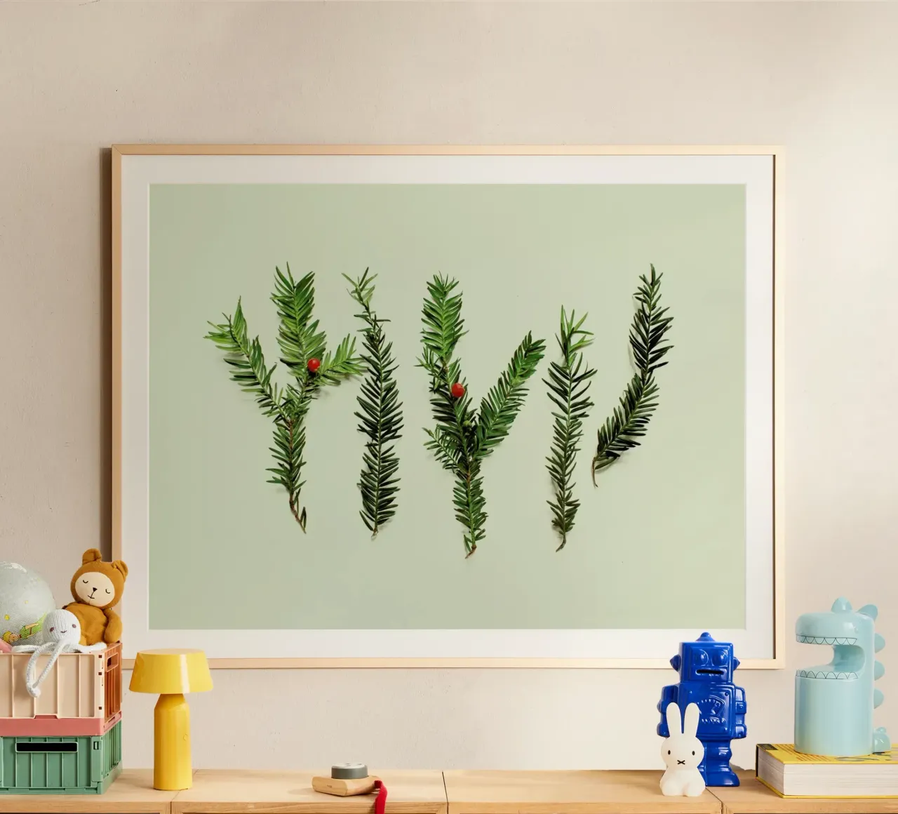 COMPOSIZIONE FOGLIE III poster con telaio in legno da Elena Veronese