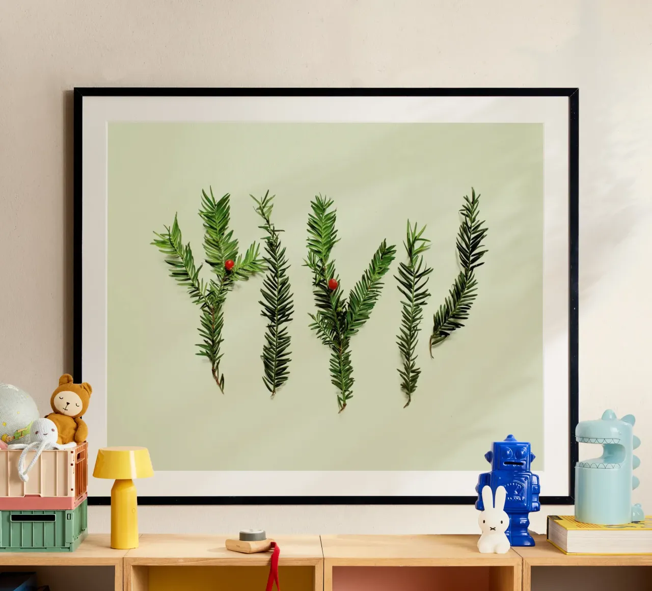 COMPOSIZIONE FOGLIE III poster con telaio in legno da Elena Veronese