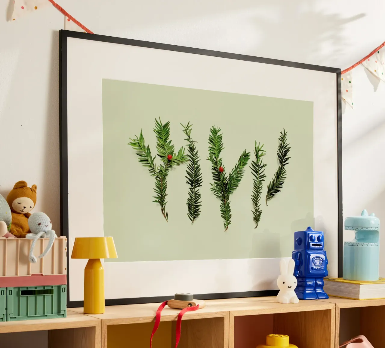 COMPOSIZIONE FOGLIE III poster con telaio in legno da Elena Veronese