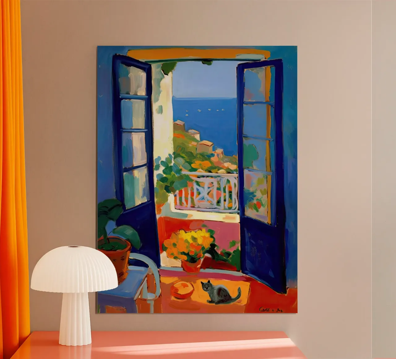 Henri Matisse Amalfi Coast Italy Cat By The Window poster con telaio in plastica da Peaches Art Prints