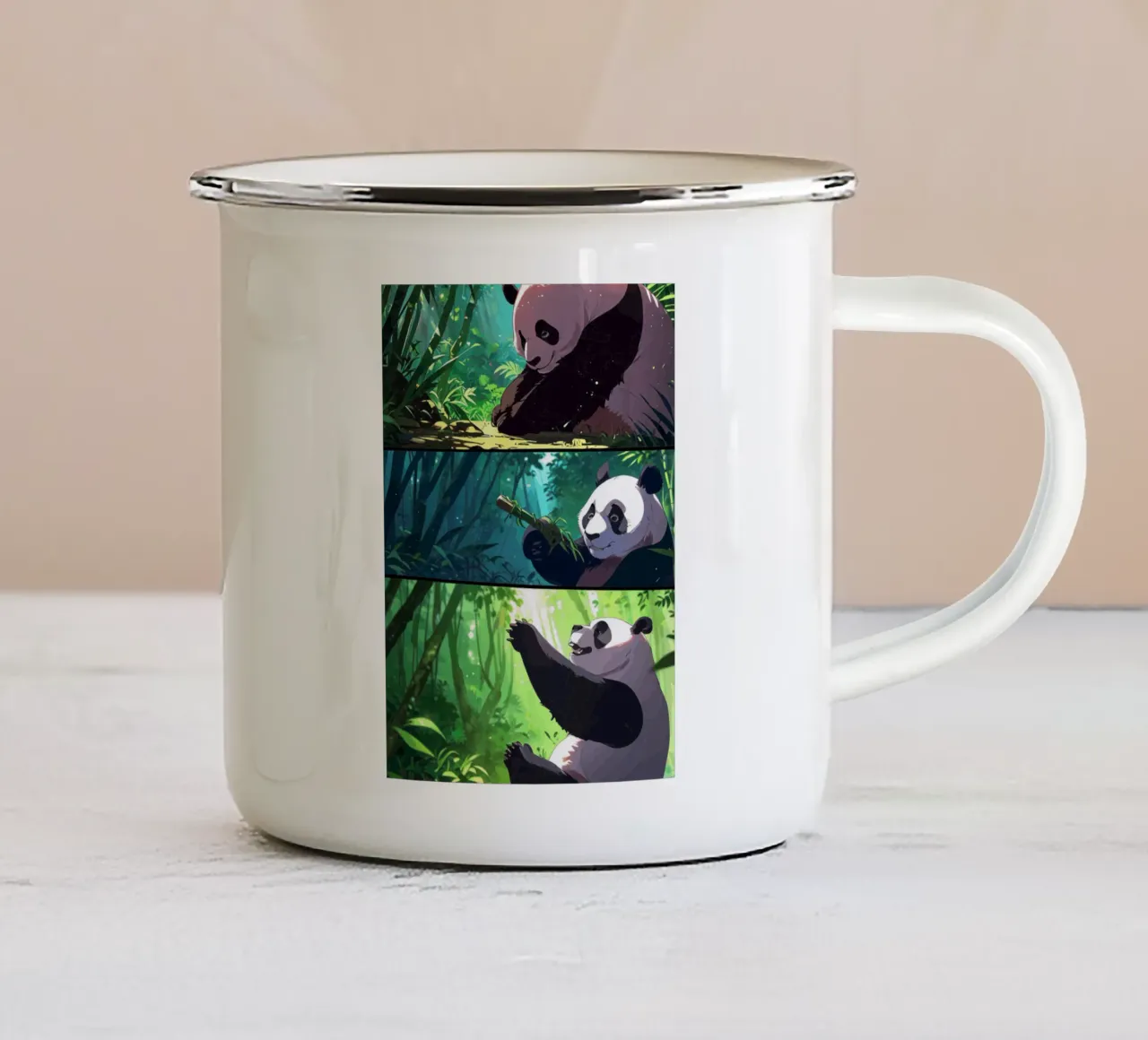 Il paradiso dei panda tazza in smalto da artdesign1985