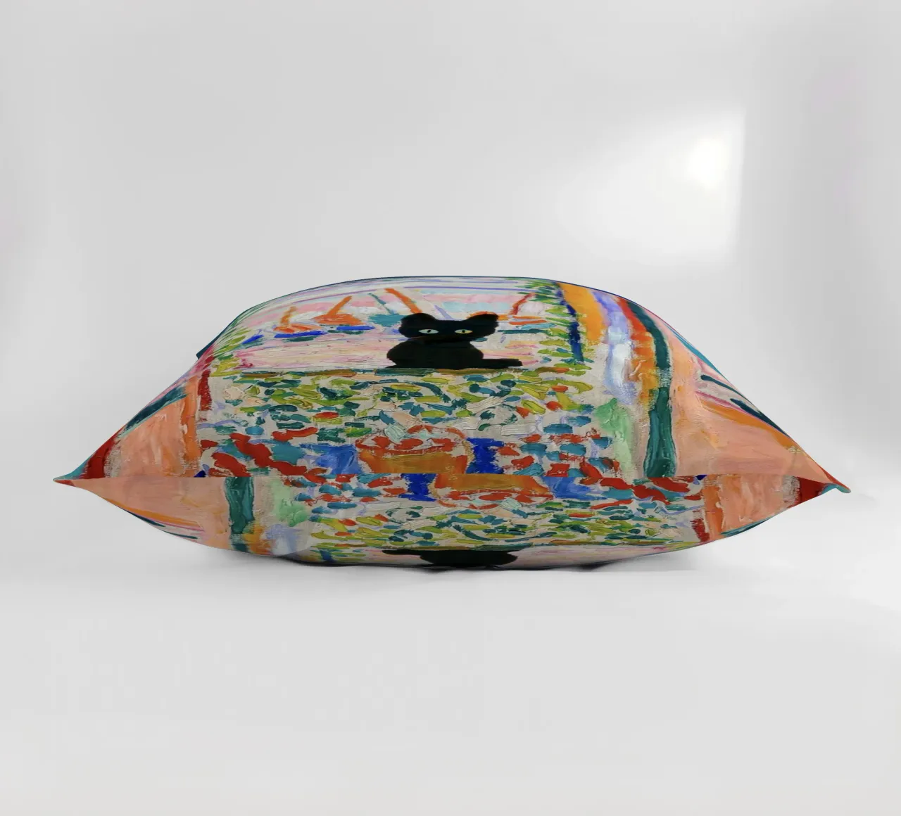 Matisse Open Window with a Black Cat Art Print decorative cushion by Peaches Art Prints