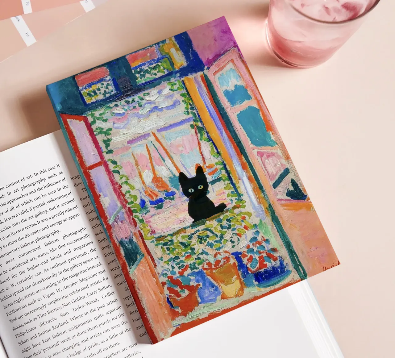 Matisse Open Window with a Black Cat Art Print notebook by Peaches Art Prints