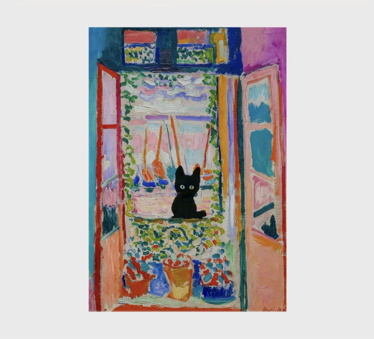 Matisse Open Window with a Black Cat Art Print notebook by Peaches Art Prints