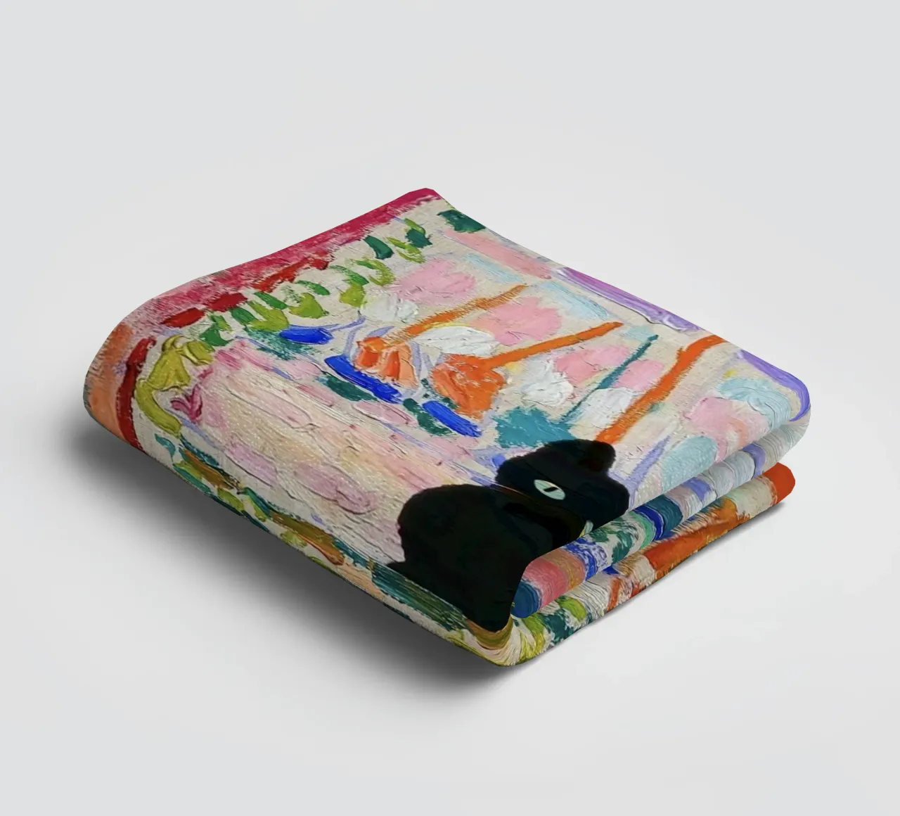 Matisse Open Window with a Black Cat Art Print towel by Peaches Art Prints