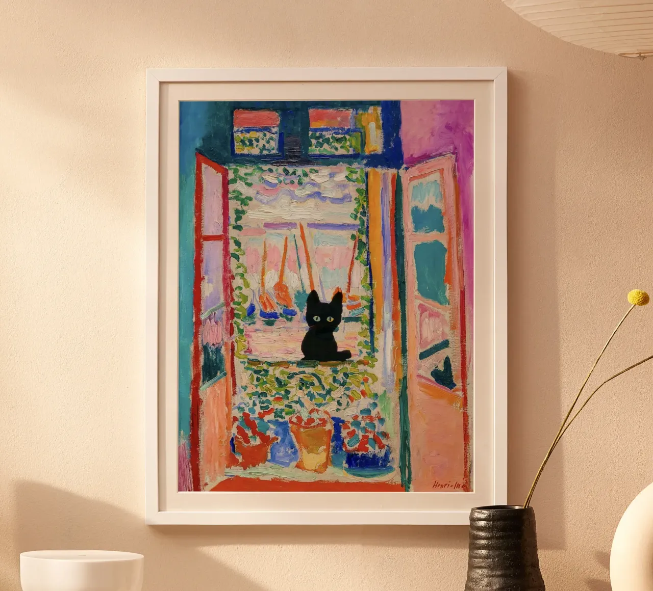 Matisse Open Window with a Black Cat Art Print hahnemühle by Peaches Art Prints