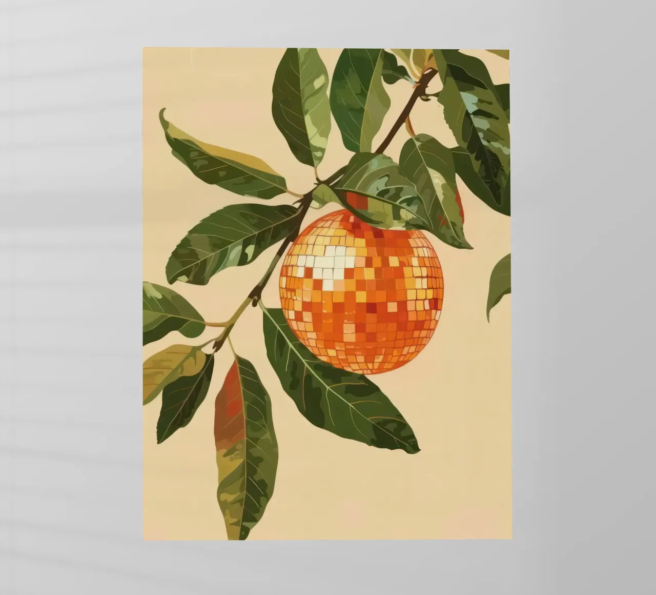 Albero Disco Ball arancione - Foglie verdi pellicola backlit da Peaches Art Prints