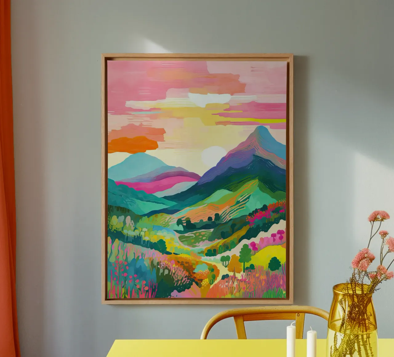 Montagna arcobaleno, Perù, Arte di viaggio tela con Cornice a cassetta da Peaches Art Prints