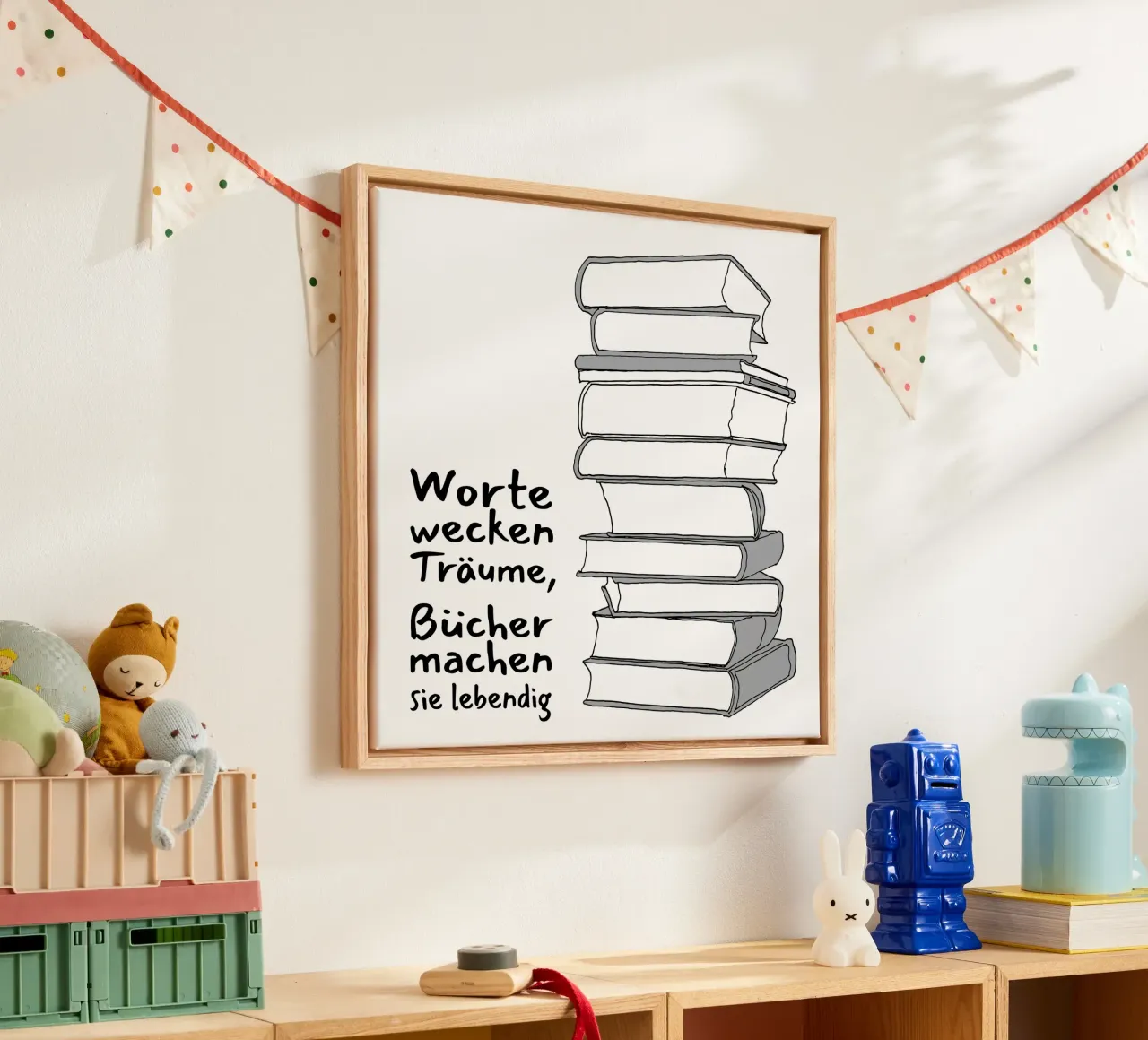 Books & Dreams canvas with Floater frame by Face & Content