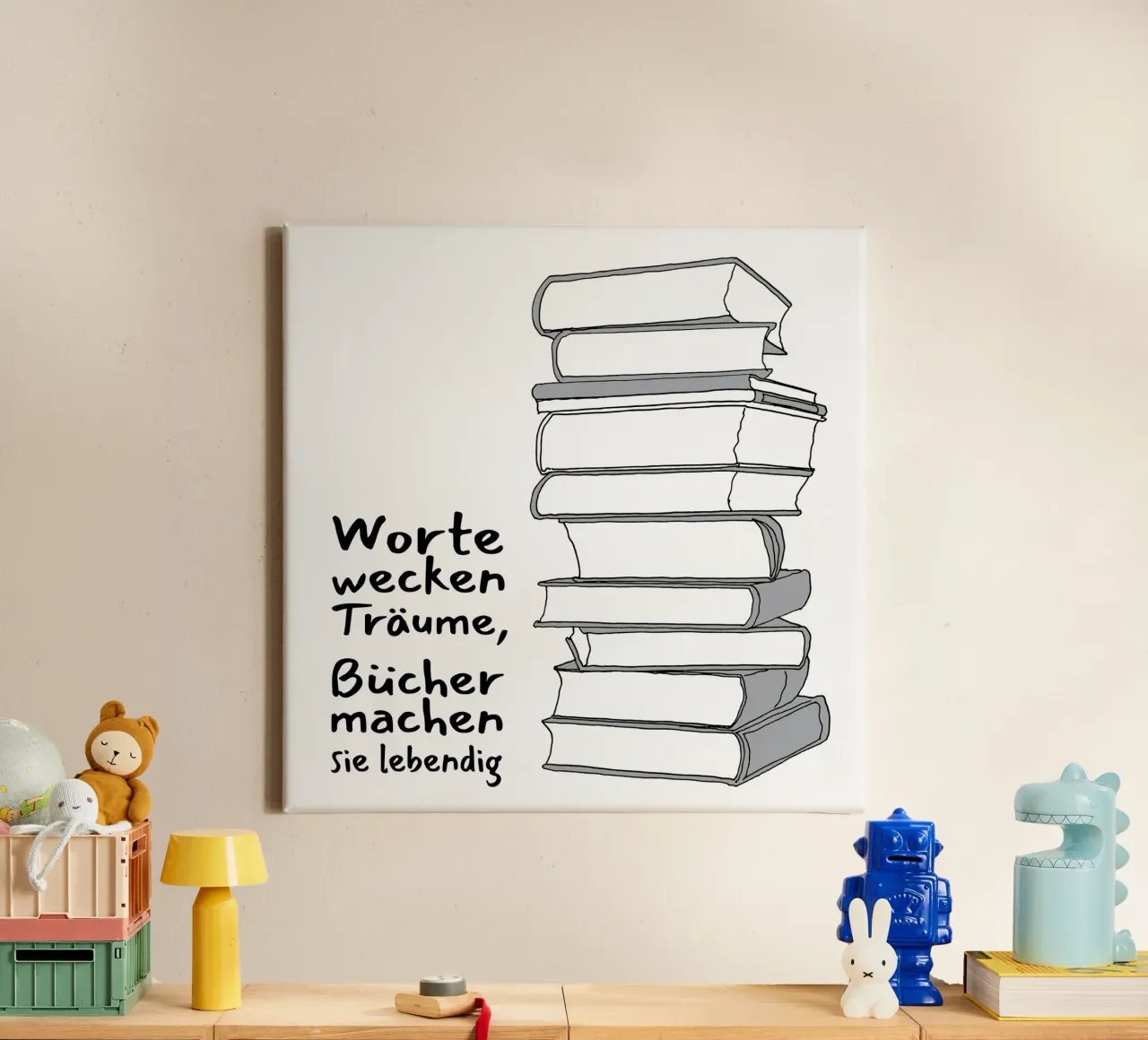 Books & Dreams canvas with Floater frame by Face & Content