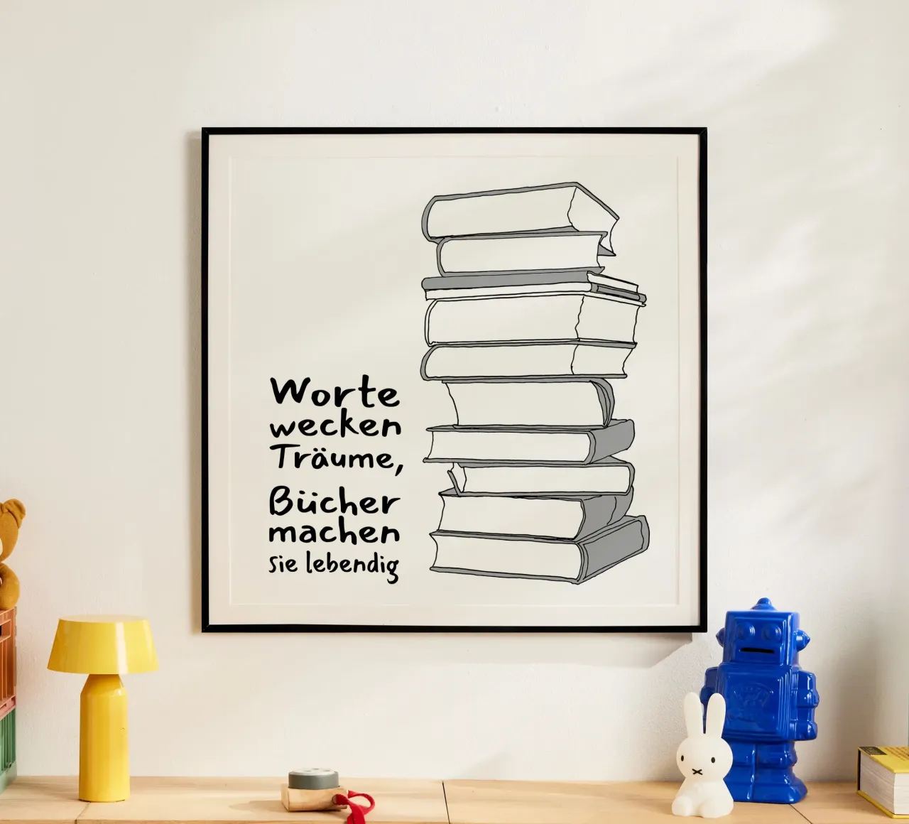 Libri e sogni poster con telaio in alluminio da Face & Content