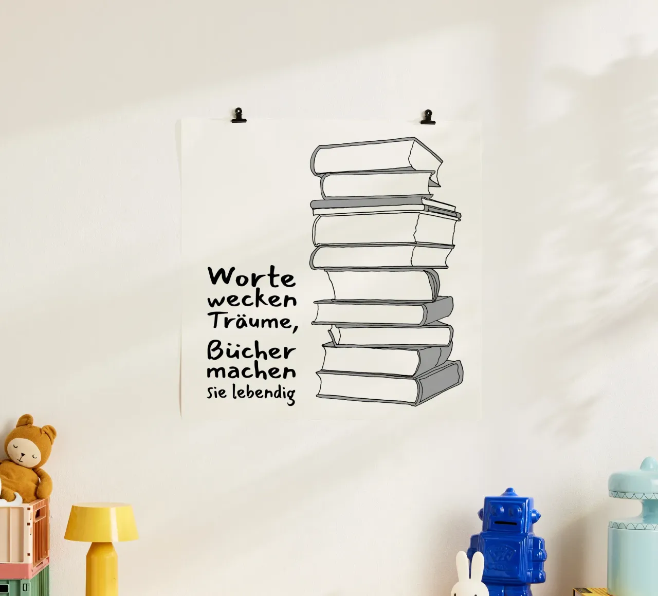 Libri e sogni poster con telaio in alluminio da Face & Content
