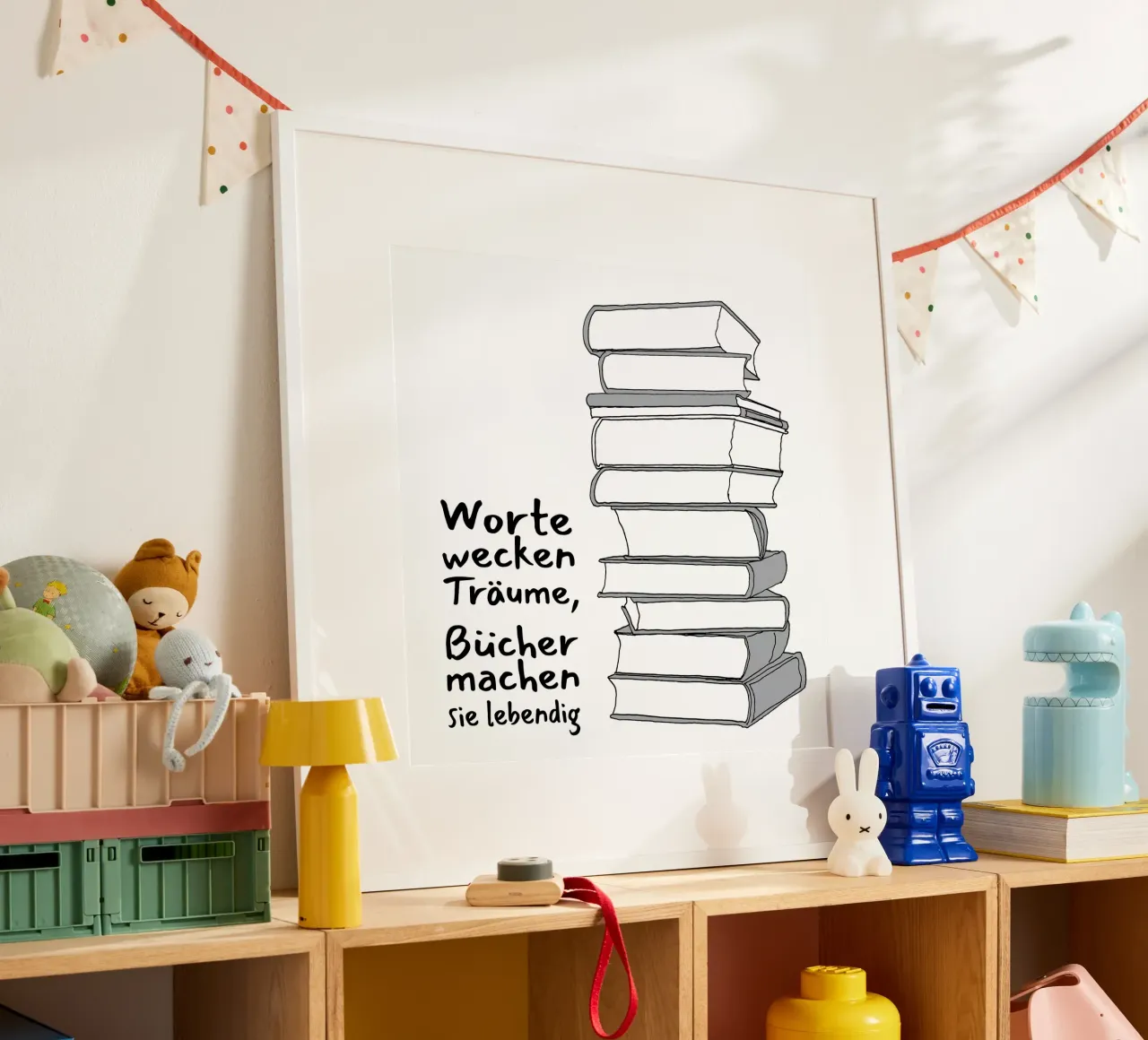 Libri e sogni poster con telaio in alluminio da Face & Content