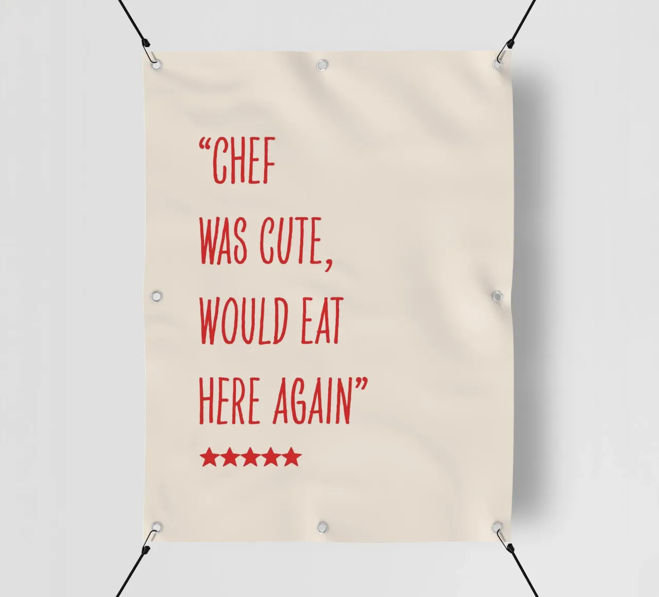 chef was cute, review quote, typography pvc cover by Peaches Art Prints