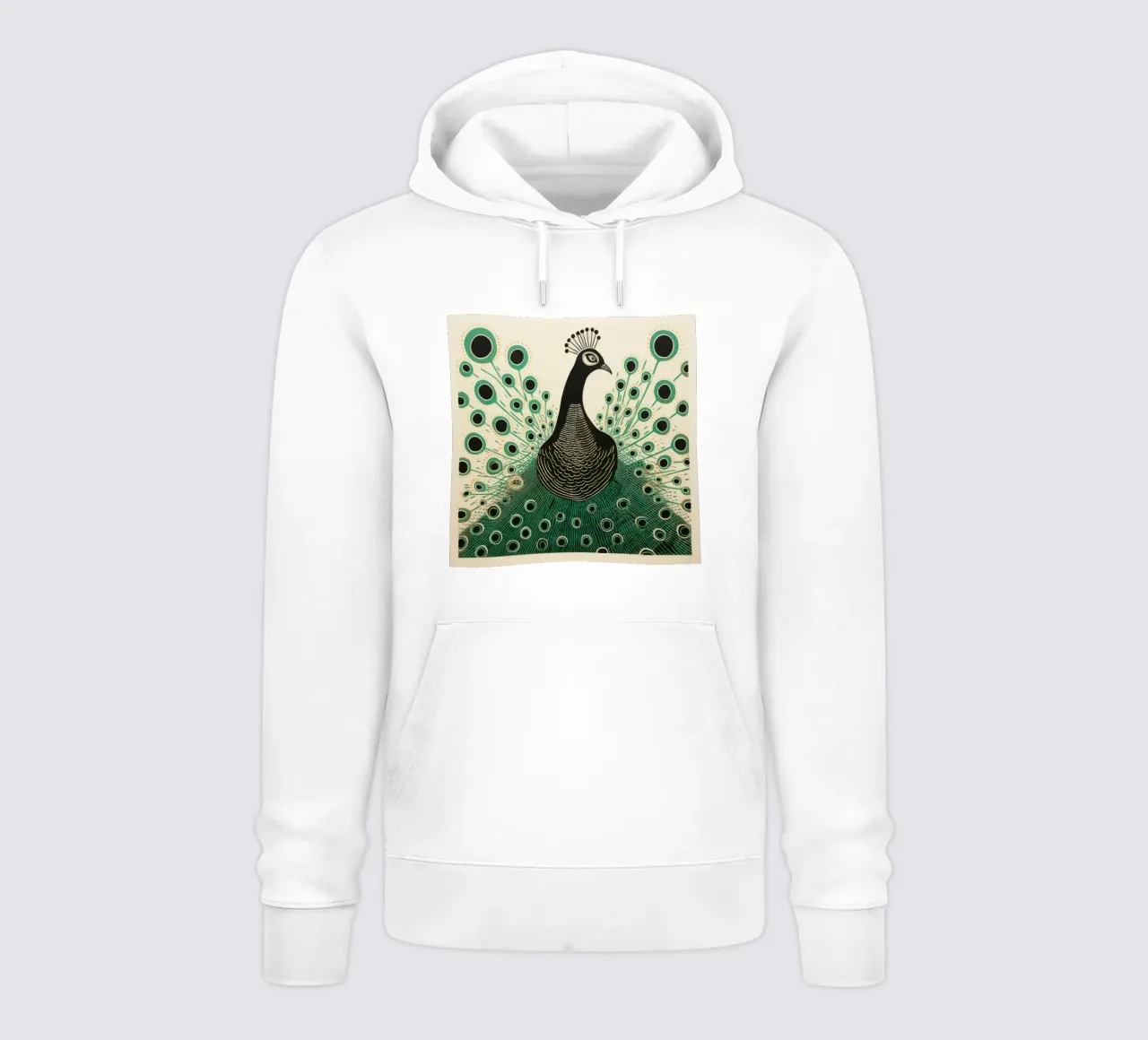Pavone verde Pavone 1 felpa con cappuccio da Minimal Animal Art