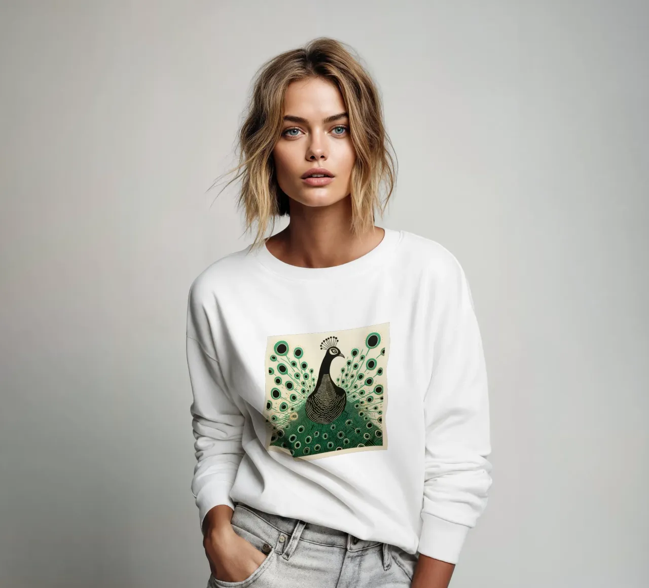 Pavone verde Pavone felpa da Minimal Animal Art