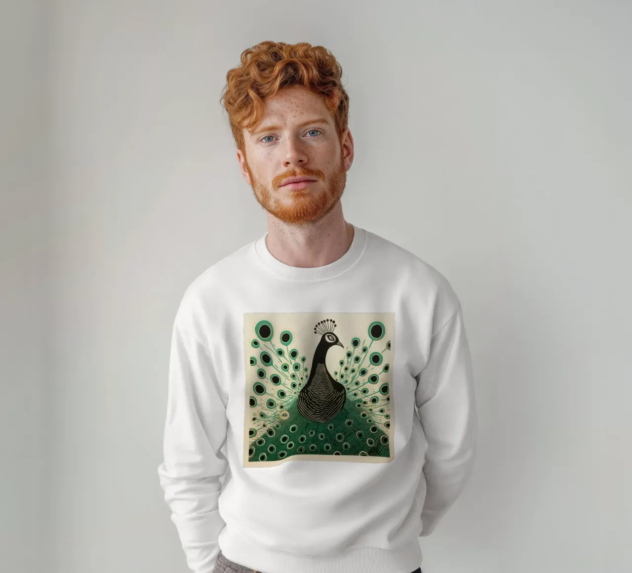 Pavone verde Pavone 1 felpa da Minimal Animal Art