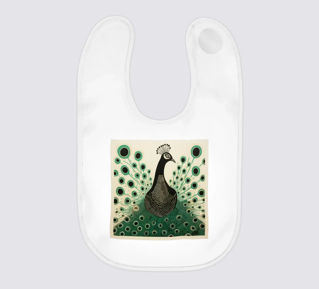Pavone verde Pavone 1 bavaglino da Minimal Animal Art
