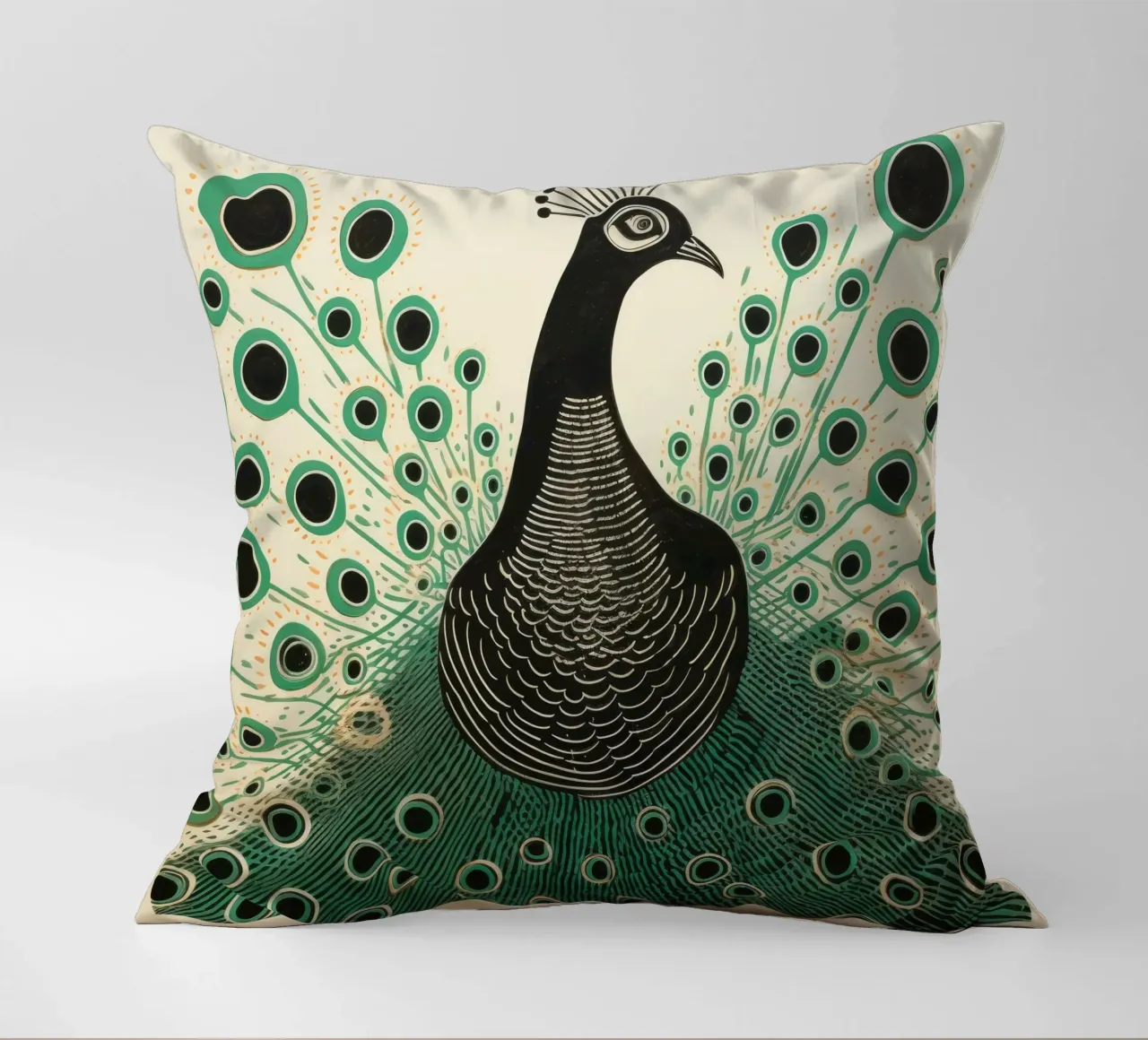 Pavone verde Pavone 1 cuscino da Minimal Animal Art