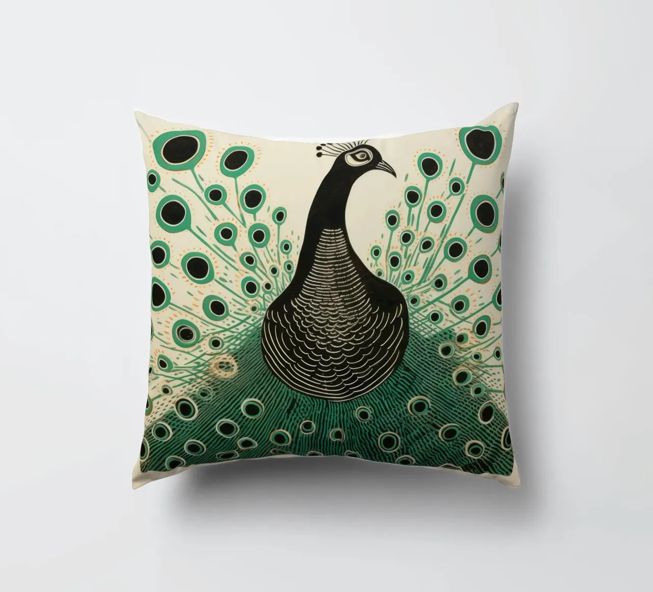 Pavone verde Pavone 1 cuscino da Minimal Animal Art