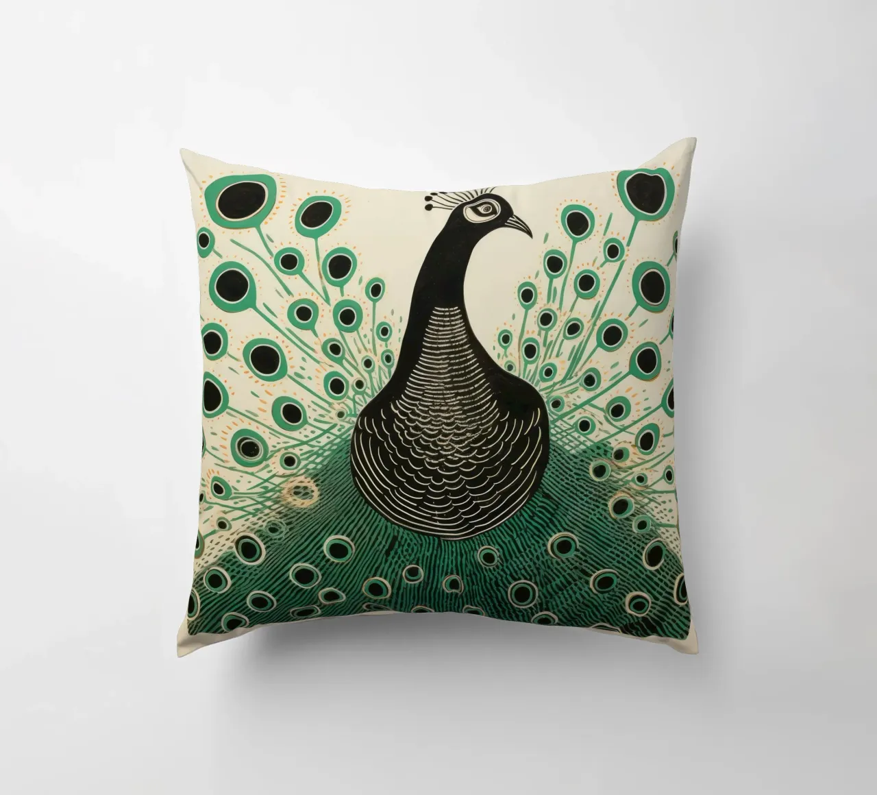 Pavone verde Pavone 1 cuscino da Minimal Animal Art