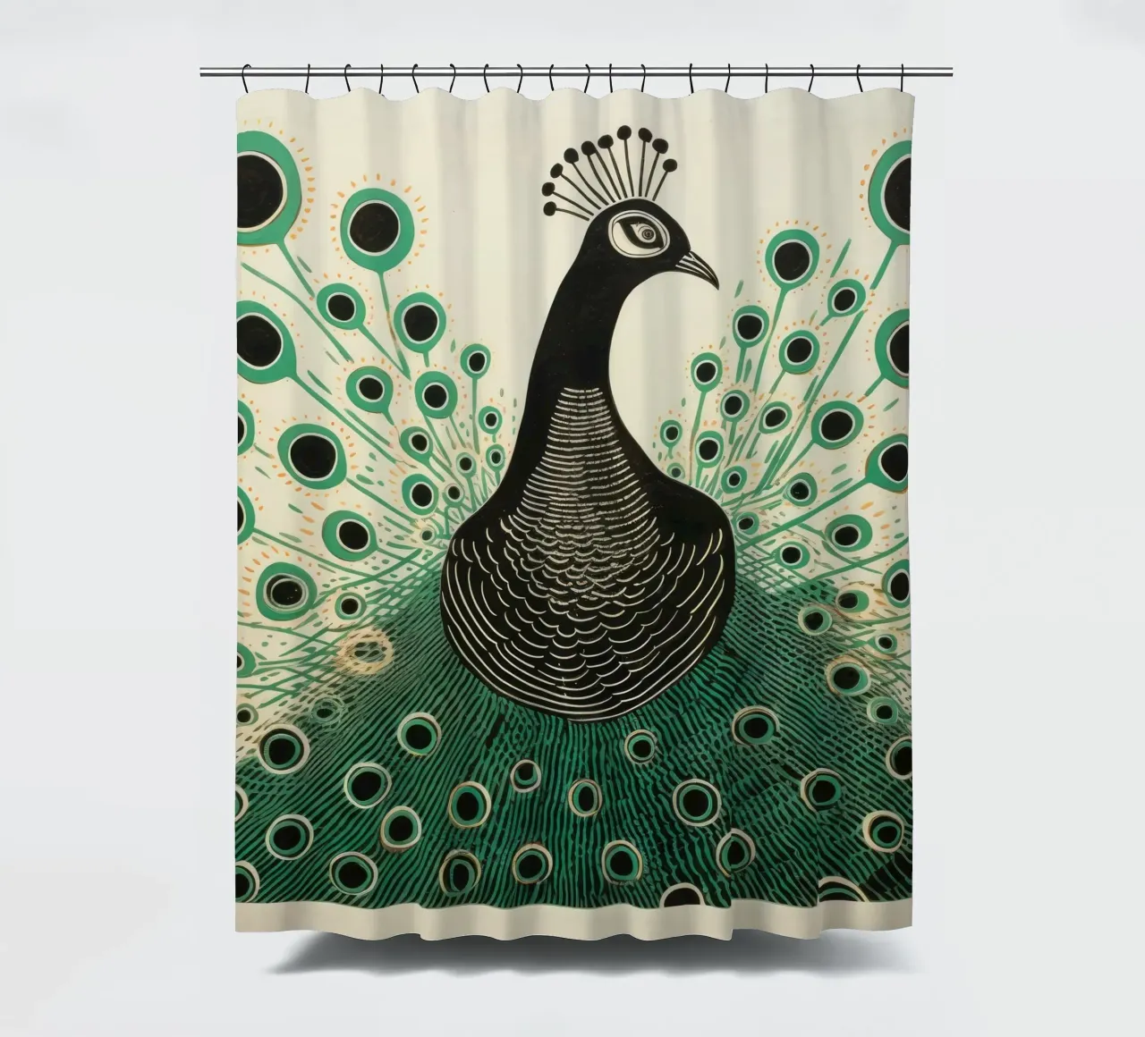 Pavone verde Pavone 1 tenda da doccia da Minimal Animal Art