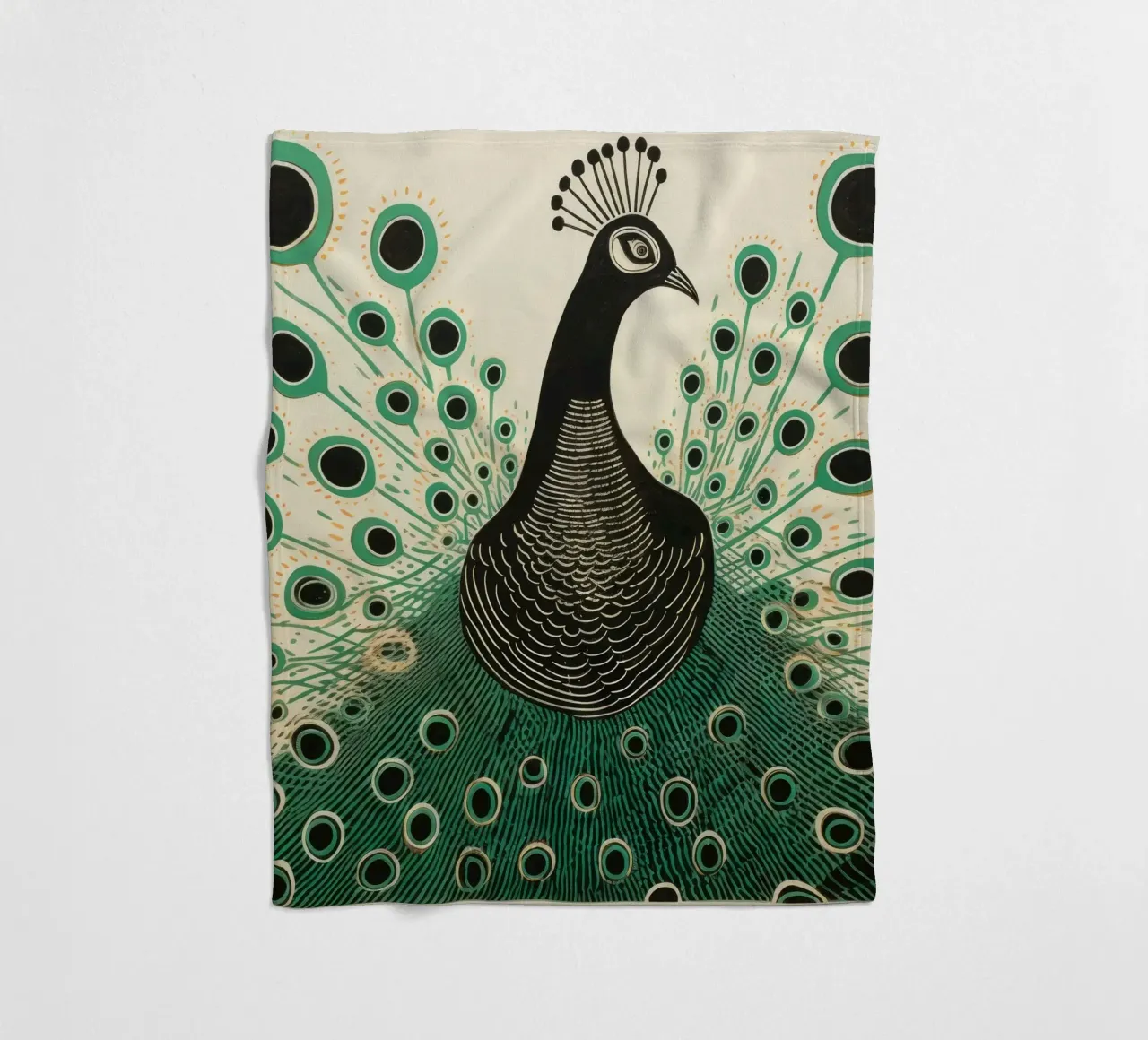 Pavone verde Pavone 1 coperta in pile da Minimal Animal Art