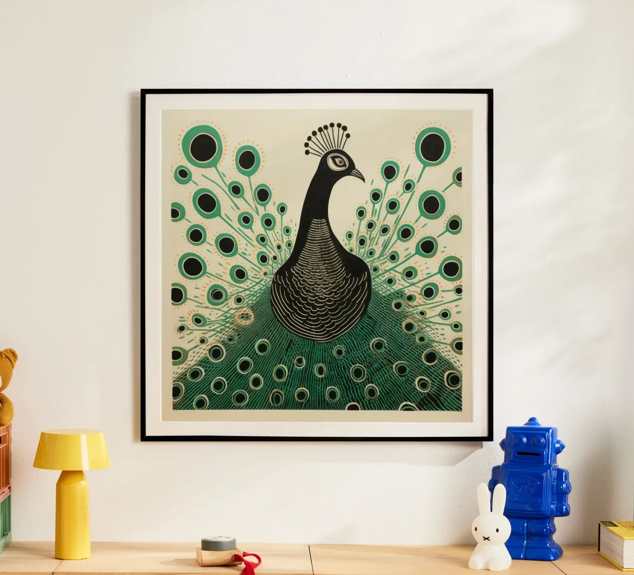 Pavone verde Pavone 1 carta hahnemühle da Minimal Animal Art
