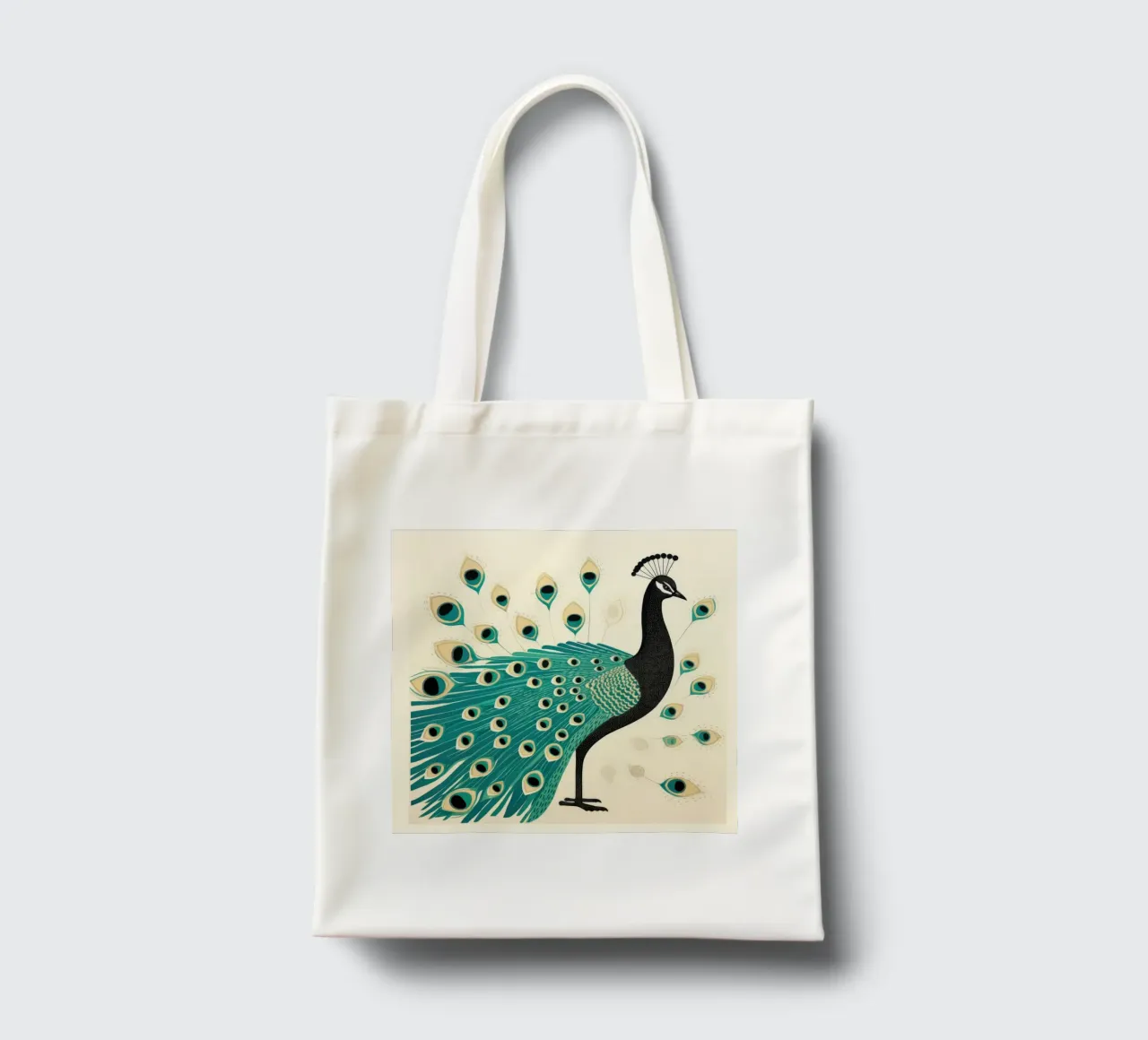 Grüner Pfau Pfau 2 Jutebeutel von Minimal Animal Art